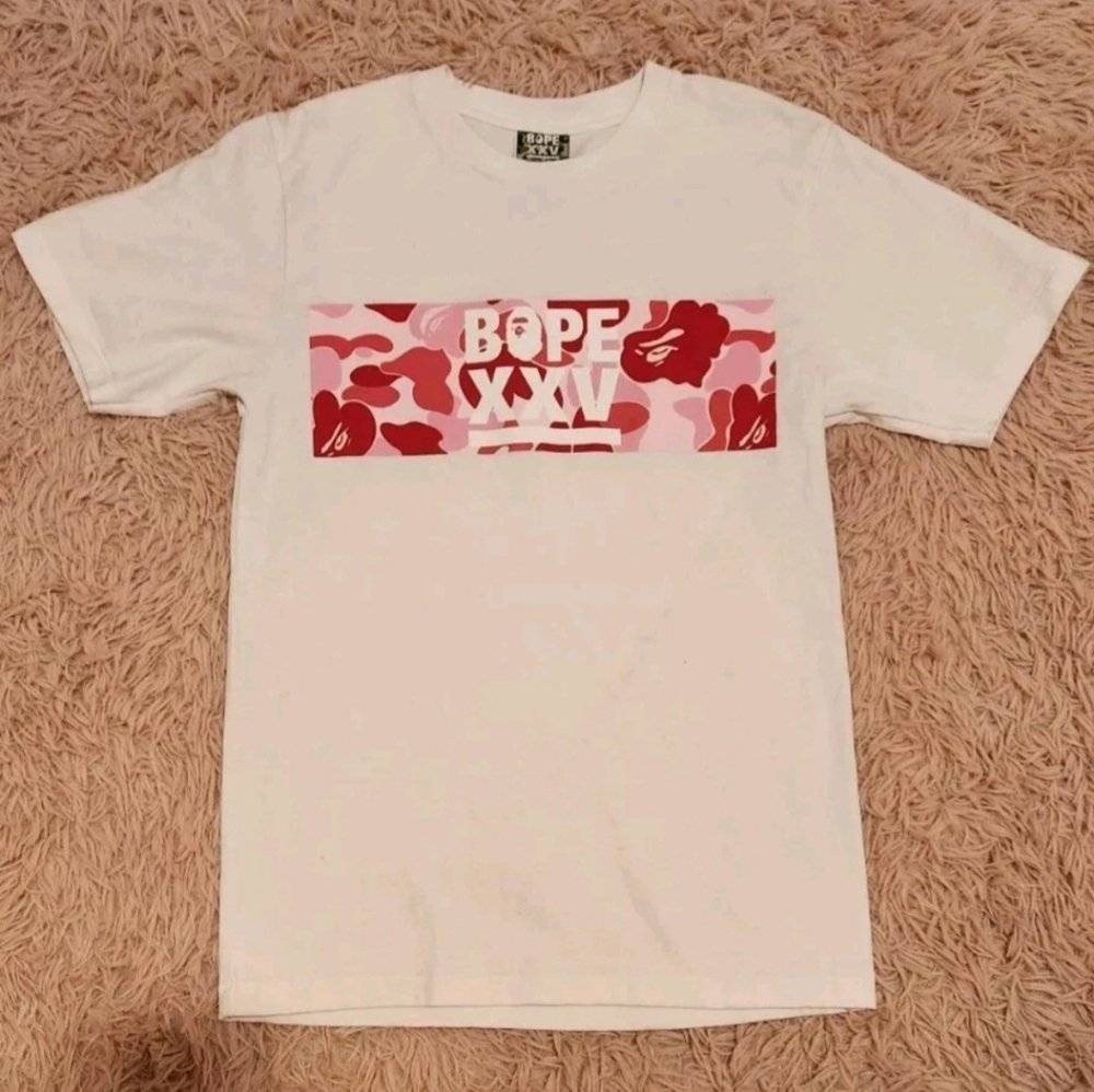 BAPE XXV T Shirt White/Pink Camo S